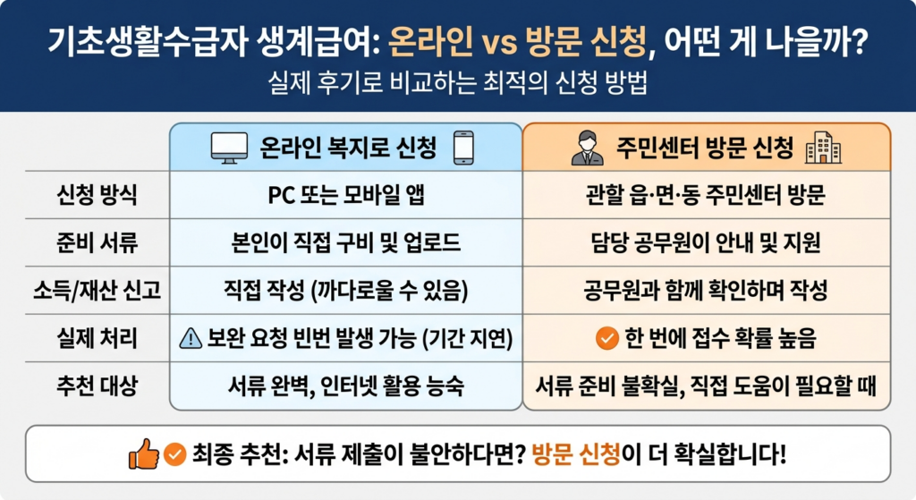기초생활수급자 생계급여 실제 신청 후기